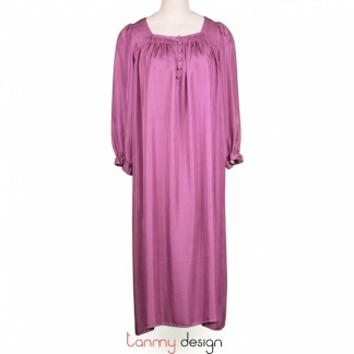 Purle long sleeve silk dress 
